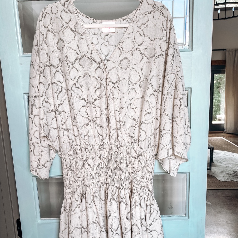 Buddy Love Smocked Waist Snakeskin Dress